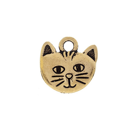 (image for) Charm - Whiskers the Cat - Antiqued Gold