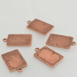 Metal Pendant - Scribed Tag - Antiqued Copper