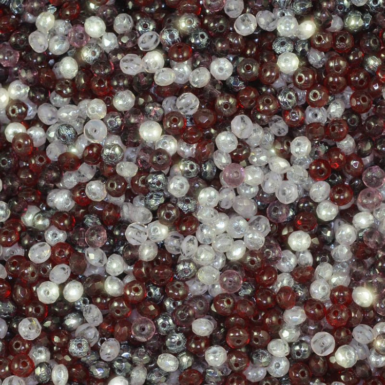 (image for) BeadFX Bead Mix - 3x5mm Firepolish Donuts - Berries on a Cloud (tube)