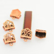 Findings - 10mm Flat Leather - 10mm Feather Fountain - End with Loop - Antiqued Copper