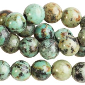 (image for) Stone Beads - 10mm Big Hole Round - African Turquoise (strand)