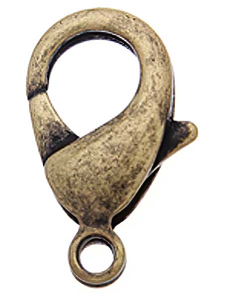 (image for) Lobster Clasp - 12mm - Antiqued Gold - Click Image to Close