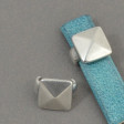 Beads - 5mm Flat Leather - Square Stud - Antiqued Silver (5)