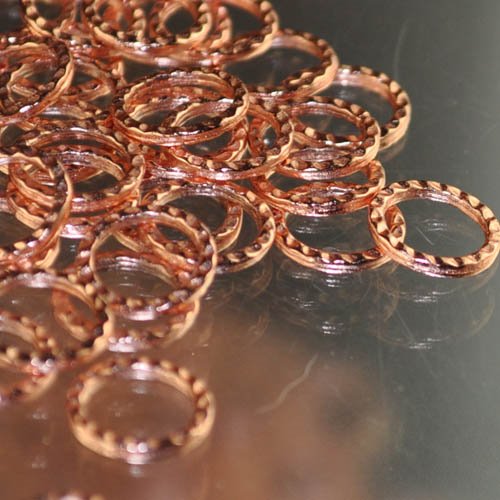 Link - 10mm Corrugated Circle Ring - Bright Copper