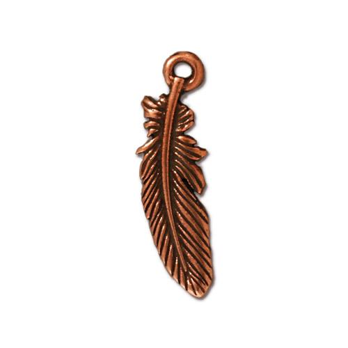 Charm - Fluffy Feather - Antiqued Copper