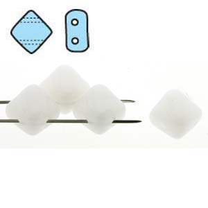 Czech Glass Beads - 2 Hole Silky Beads - White Alabaster (Strand)