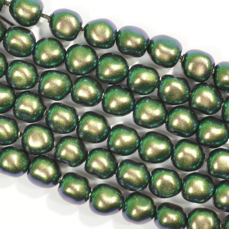 s46067 Swarovski Pearl - 6mm Baroque Pearl (5840) - Crystal Scarabaeus Green Pearl (10)