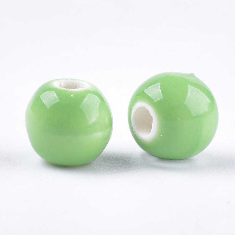 s74302 Glazed Porcelain Bead - 7mm Round - Spring Green (20)